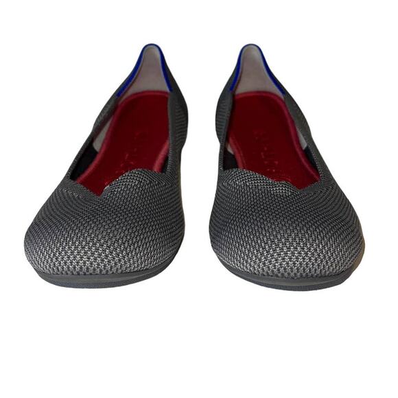 Rothys Birdseye Round Toe Charcoal Gray Pebble Flats Size 8W - Picture 3 of 10